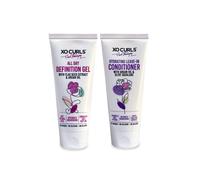 XO Curls 2 Pcs Curl Therapy Range 4 Fl Oz Each | All Day Definition Gel & Hydrating Leave-In Conditioner Combo | Frizz-Free | Soft Natural C