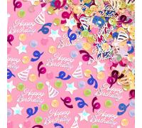 xo, Fetti Confeti de feliz cumpleaños arcoíris | Decoraciones de fiesta de cumpleaños, lámina iridiscente, lentejuelas pastel, dispersión de mesa, decoración de celebración, brillo