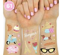 xo, Fetti Paris Themed Party Temporary Tattoos - 61 Foil Styles | Parisian Birthday Decorations, Ooh La La Party Accessory, Eiffel Tower Theme Favor, Cute Macaron Gift + Pink Baby Shower Supplies