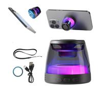 XO Mini Altavoz Bluetooth de Escritorio F62 - Bluetooth 5.3-5W - Base magnética - Anillo y soporte Magsafe - Iluminación RGB - Negro