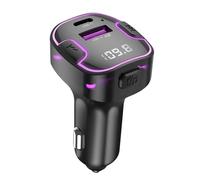 XO Transmisor FM Bluetooth retroiluminado para coche con carga USB C, Negro