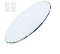 XOBRJQZ Tablero de Mesa de Vidrio Redondo de 8 Mm de Grosor, Protector de Mesa de Vidrio Templado Transparente con Almohadillas Antideslizantes(42cm)