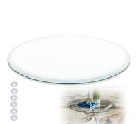 XOBRJQZ Tablero de Mesa de Vidrio Redondo - Protector de Vidrio de Borde Pulido Plano Templado de 8 Mm de Espesor con Almohadillas Antideslizantes(60cm)