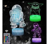 xocome Star Wars Lampara 3D Luz Nocturna Infantil -16 colores cambiantes con toque inteligente y control remoto para decoración del hogar Regalo de Star Wars para niños