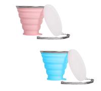 xocome Taza de viaje plegable, 2 unidades, de silicona plegable con tapa, Capacidad más Grande 250ML juego de vasos de cerveza extensible, taza reutilizable para camping, senderismo, viaje