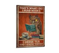 XOEDWOVM Póster decorativo de búho con texto en inglés «This Is How I Read Books» para pared e impresión artística moderna para dormitorio familiar, 20 x 30 cm