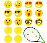 XoeLLe 16 Piezas Antivibrador Raqueta Tenis, Amortiguador Raqueta Tenis Silicona, Tenis Ultra Amortiguador de Vibraciones, Amortiguador Pelotas Tenis para Raquetas, Raquetas (Amarillo)