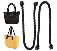 XoeLLe 2 Piezas Asas de Cuero para Bolsos, Correa Bolso de Cuerda, O Bag Accessories, Cuerda Cáñamo Cadena Hombro, Bolsas Hechas a Mano Asa de Reemplazo, para Obag DIY (Negro)