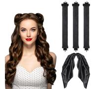 XoeLLe 3 Piezas Rizador de Pelo Sin Calor, Heatless Hair Curlers, Rizador Pelo Sin Calor, DIY Rizos Sin Calor Flexibles con Gancho, Ondas Sin Calor para Rizos Rizados, Cortos o Lisos (Negro)