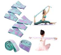 XoeLLe Correas elásticas para yoga, con 8 trabillas, para principiantes y avanzados, juego de 2 bloques para estiramientos efectivos, entrenamiento, gimnasia (lila, azul)