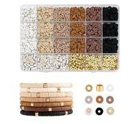 XoeLLe Cuentas de Arcilla Polimérica, 2414 Piezas Cuentas Heishi Planas para Pulsera Polimérica Cuentas Bricolaje Collares fabricación Pulseras Letras Plana para DIY Collares Manualidad(Marrón)