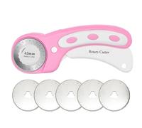 XoeLLe Cutter Pequeño con 5 Cuchillas de 45mm Cortador de Papel Regalo Maquina Cricut Cortador Giratorio para Cortar TelasCostura Patchwork Scrapbook y Otros Materiales Cortador(Rosa)