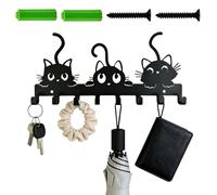 XoeLLe Organizador de Llaves Gato, Gancho para Llaves de Gato, Llavero de Pared Negro, Llavero de Gato para Pared, Gancho para Llaves en Forma de Gato, para Abrigo, Sombrero, Llaves