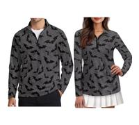 Xoenoiee Camisas de golf a juego para parejas, de manga larga, a juego, para parejas, camisetas de golf con cremallera de 1/4, camisetas atléticas de secado rápido, Bats Spider Web - F, L