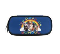 Xoenoiee Estuche de gran capacidad con 4 ranuras para niños, niñas, adolescentes y adultos, estuche grande para la escuela y la oficina, Cute Dogs 100th Days of School Blue, Talla única, Organizador