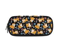 Xoenoiee Estuche grande para lápices, para niños, niñas, adolescentes, estudiantes, estuche simple para lápices, organizador de artículos de papelería, Hueso de pata de perro Corgi, Talla única,