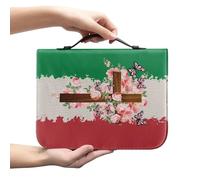 Xoenoiee Fundas de la Biblia con estampado de cruz de bandera de Italia para mujer, funda de la Biblia con asa y cremallera, bolsa de Biblia para hombre, con ranuras para bolígrafos, XL