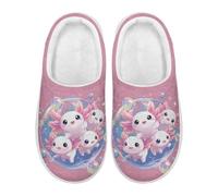 Xoenoiee Pantuflas para mujeres y hombres, cómodas y mullidas, con forro mullido, para el hogar, antideslizantes, para interiores y exteriores, Axolotls Bubbles Pink, 1/2 UK Men/ 3/4 UK Women