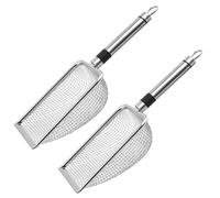 Xoeryoy 2pcs Cat Litter Stoop 3.8 mm Mase Fina 11x4 Gran Acero Inoxidable Scoop fácil Lavado Antiadherente con Orificio Colgante para dueño de Gato