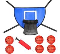 Xoeryoy Accesorio de aro de Baloncesto de trampolín con 4 Cuerdas de conexión, aro de trampolín Impermeable con 6 Mini Baloncesto y Bomba para niños Adultos Interiores al Aire Libre, Azul