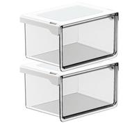 Xoeryoy Caja de Almacenamiento de Mesa, Paquete de 2 Cajas de Almacenamiento Transparente, Caja de Mesa con cajón Inclinado 33°, Organizador Impermeable para baño y Escritorio - Transparente, Mediano