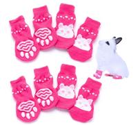 Xoeryoy Calcetines para Mascotas de 8pcs Calcetines de Conejito Suaves y Suaves con Conejos con Conejo de Agarre para Piso de Madera Dura de Interior