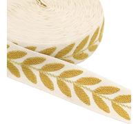 Xoeryoy Cinta de Hojas, Cinta Jacquard de Hojas Bordadas de 50 Yardas, Adornos de Tela para Manualidades y Costura, 0, 98 Pulgadas de Ancho