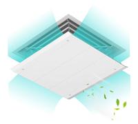 Xoeryoy Deflector de Aire Acondicionado para el Techo Cuadrado Altura Ajustable AC Ventilla Deflector Colgante Anti-Condensación Ventilación de Aire de Techo Fijo de Cadena Lavable (18x18 Pulgadas)/