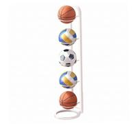 Xoeryoy Estante para Pelotas, Organizador Deportivo de Metal de 5, Almacenamiento Vertical de Baloncesto para Garaje, hogar, Gimnasio, Blanco