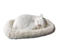 Xoeryoy Gato Realista, Gato de Juguete Interactivo para Dormir y Respirar con Estera, Animales pellizos Peludos acompañados para niños, Adultos Regalo, Blanco