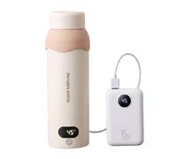 Xoeryoy Hervidor Eléctrico Portátil, Hervidor De Viaje De 500 Ml con 6 Configuraciones De Temperatura, Doble Alimentación USB-C/220 V, 12 Horas De Mantener Caliente, Acero Inoxidable 304, Blanco