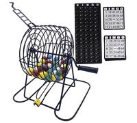 Xoeryoy Juego de Bingo Juego de Bingo Divertido de Lujo Que Incluye 150 fichas de Colores, 18 Cartas, 75 Bolas, 8 jaulas con manivela y Juegos de Tablero para Adultos, Grupos Grandes, Fiestas, Bares