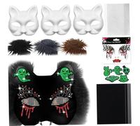 Xoeryoy Kit de máscara Therian, kit de máscara de gato con temas de vampiro con piel sintética, lámina de malla para los ojos, tela
