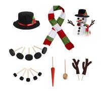 Xoeryoy Kit de muñeco de Nieve 16 Piezas/Juego de Navidad para Construir un muñeco de Nieve, decoración de Invierno al Aire Libre con Sombrero, Bufanda, Ojos, botón de Boca, Nariz de Zanahoria, BOT