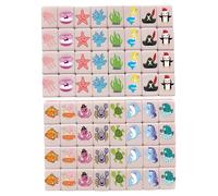 Xoeryoy Mahjong, Juego de Mahjong para niños con Lindas fichas de Criaturas del océano, minifichas de 24 mm para Viajes y diversión Familiar