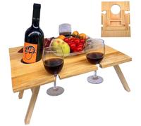Xoeryoy Mesa de Picnic portátil de Madera 13x12x6 Mesa de Picnic Plegable con Soporte de Vaso de vinos tragamonedas y Botellas de vinos Agujeros para el Parque de jardín de jardín al Aire Libre#