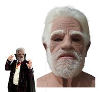 Xoeryoy Old Man Mask for Halloween Realistic Face Mask Látex Transpirable Fuera de arrugas Cabello blanco y barba Old Man Halloween para accesorios Mascaras de fiesta de cosplay