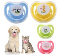 Xoeryoy Pacificador de Gatito 4pcs, Lindo Chupete de Cachorro de Silicona Segura con Cubierta de Polvo, compañeros calmantes para PE
