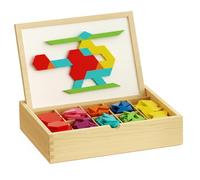 Xoeryoy Rompecabezas Tangram, Rompecabezas magnéticos de Madera con Tarjetas de diseño, Juguetes de Aprendizaje para niños de 3 a 8 años, de geometría Tangram, 280 Piezas