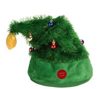 Xoeryoy Sombrero de Navidad Música Columpio Árbol de Navidad eléctrico Sombrero de Papá Noel Verde Felpa Cantando Juguete Divertido Sombreros con Pilas para Adultos Decoración para niños