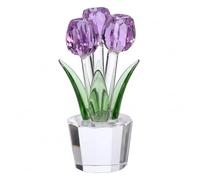 Xoeryoy Tulipanes de Cristal, Ramo de Flores de Cristal Morado para decoración del hogar, Flor de Hecha a Mano con facetas Brillantes, Tulipanes para Siempre para Mujer, 3, 9 Pulgadas