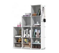 XOKOTAKI Estantería Modular con 9 Compartimentos, Estante con Módulos, Almacenaje en Cubos, Librería de Plástico, para Zapatos, Ropa, Libros, Fácil Montaje, Armario Ropero, Blanco.