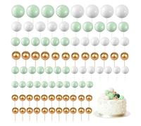 xolear 108 Piezas Bolas Decoracion Tarta, Adornos de Bolas para Pasteles, DIY Cumpleaños Cake Topper, Mini Decoracion Tarta para Bodas Cake de Cumpleaños Aniversarios (Verde/Blanco/Dorado)