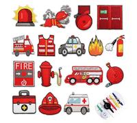 xolear 16 Piezas Parches Ropa Termoadhesivos Temática de Bombero | Parches para Ropa para Niños, Parche Termoadhesivo Se Puede Planchar o CoserIdeal para Chaquetas, Vaqueros, Mochilas y Gorras