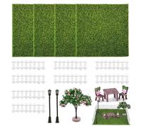 xolear 18 Piezas Accesorios de Jardín en Miniatura 15 X 15cm | Cesped Mini Hierba Artificial, Arboles en Miniatura, Farolas y Vallas para Decoración de Jardín DIY Arquitectura Paisajística