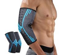 xolear 2 Piezas Codera Epicondilitis, Coderas Epicondilitis Brazalete, Codo Tenista para Hombre y Mujer, Mangas de Soporte para Protección Deportiva y Alivio del Dolor, para Tenis, Golf(Lago Azul, M)