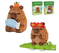 xolear 2 Piezas Juego de Construcción para Niños Capybara, Juego Construccion Animales, Sets de Construcción, Cultiva la Paciencia y la Concentración para Decoración de Interiores y Regalos(C)