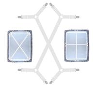 xolear 2 Piezas Sujeta Sabanas Bajeras Triangulares, Sujetadores de Hojas, Correas Ajustables Elásticas Sujeta Colchones con Clips de Metal para Sábanas, Sofás y Tablas de Planchar (Blanco)