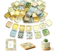 xolear 81 Piezas Baldosas para Mosaicos 12 Patrones de Impresión, Mini Teselas para Mosaicos 1.5x1.5cm, Azulejos Cuadrados de Mosaico Vaso para DIY Bricolaje Obras de Arte Marcos Fotos Tazas
