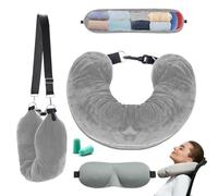 xolear Almohada Viaje Rellenable Multifuncional en Forma de U, Cojin Cuello Viaje Rellenable con Antifaz y Tapones para Los Oídos, Refillable Travel Pillow para Viajes en Coche o Avión(Gris)